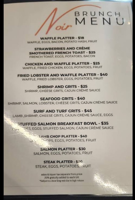 Explore the Noir Kitchen & Cocktails Restaurant Menu in Nashville ...